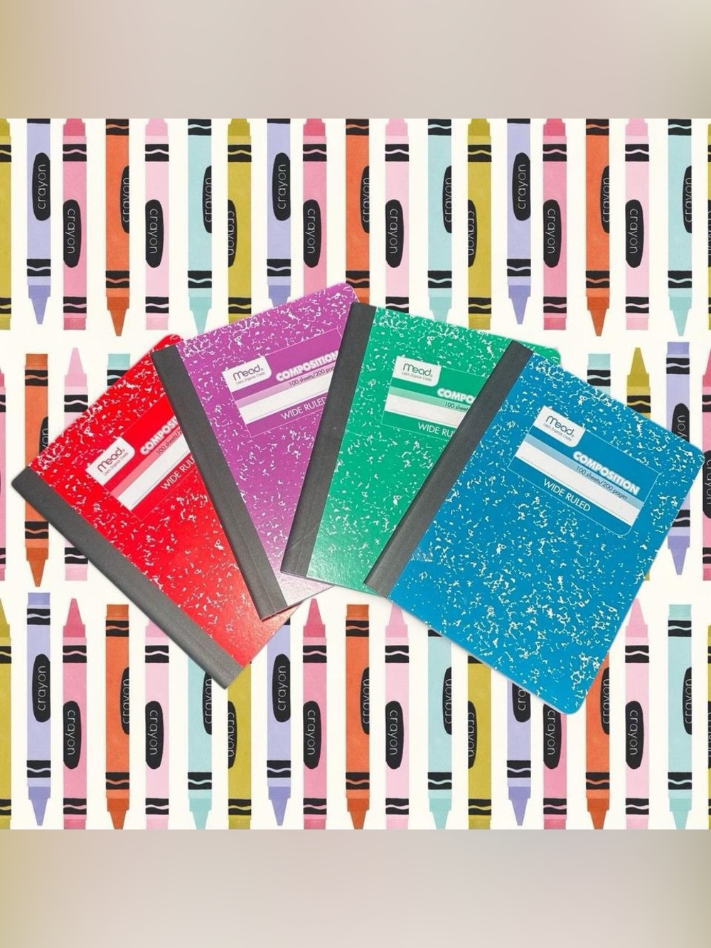 Wide Ruled Composition Notebooks - Assorted Colors (Red, Purple, Green, Blue)